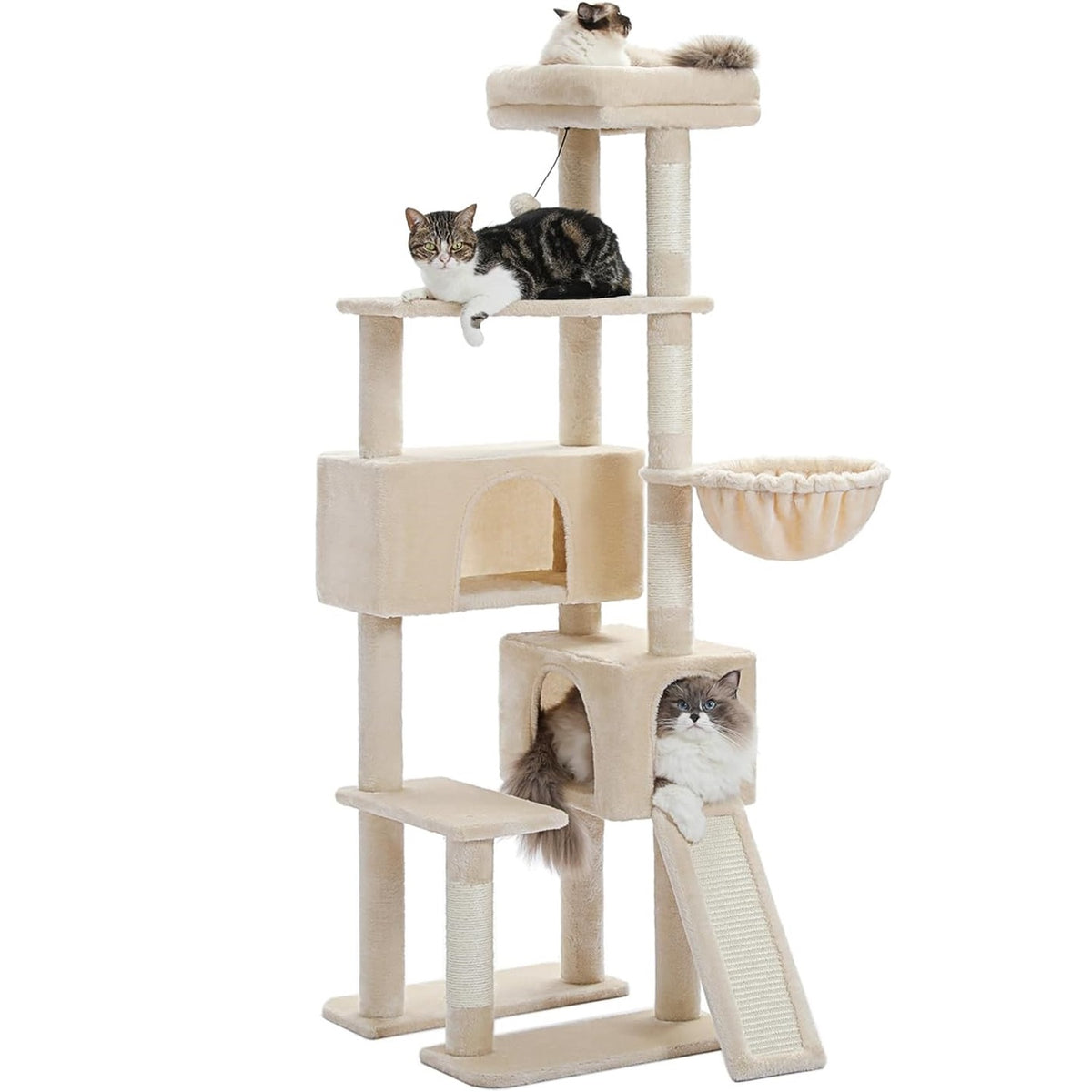 60.62 Inches Multi-Level Cat Tree Cat Tower for Indoor Cats with Sisal-Covered Scratching Post, Cozy Cat Condo, Padded Top Perch for Indoor Cats1