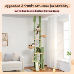 Cat Tree Floor Standing Cat Tower, Adjustable Height (85-112"), 7-Level Climbing Activity Center with Cozy Hammock, 5 Platforms and Indoor Scratching Post1