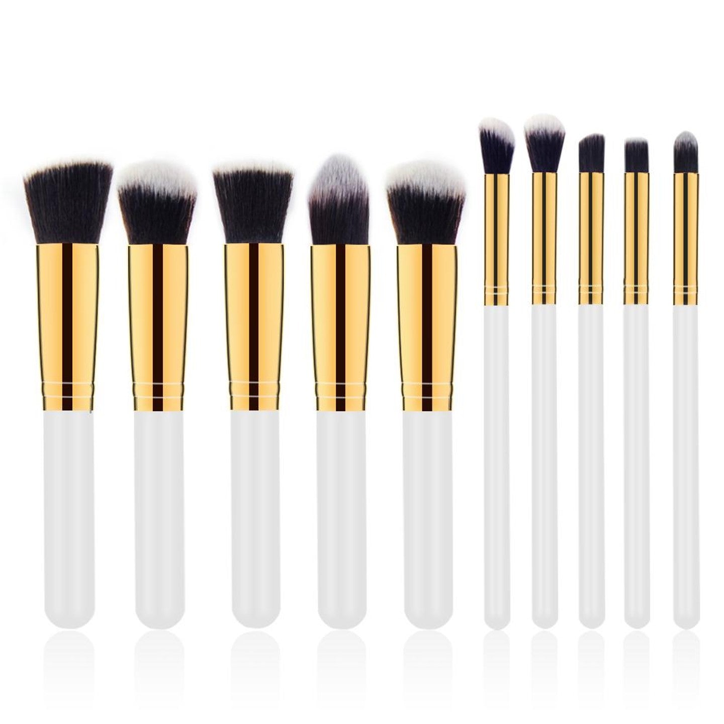 10 Pcs Makeup Brushes Set for Travel Set Synthesized (White Glod)with bag2