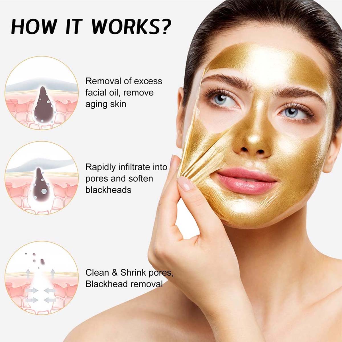 1 bottle, GivAngel Gold Mask, Gold Peeling Mask, Gold Peeling Mask, Gold Peeling Face Mask, Anti-Aging Gold Mask Deep Cleansing & Moisturizing1