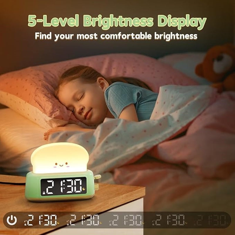 Kids Alarm Clock, Digital Alarm Clock for Bedrooms, Cute Toast Night Light, Timer, Snooze, Adjustable Brightness, Small Bedside Clock for Kids Girls Boys Teens Birthday Room D¨¦cor