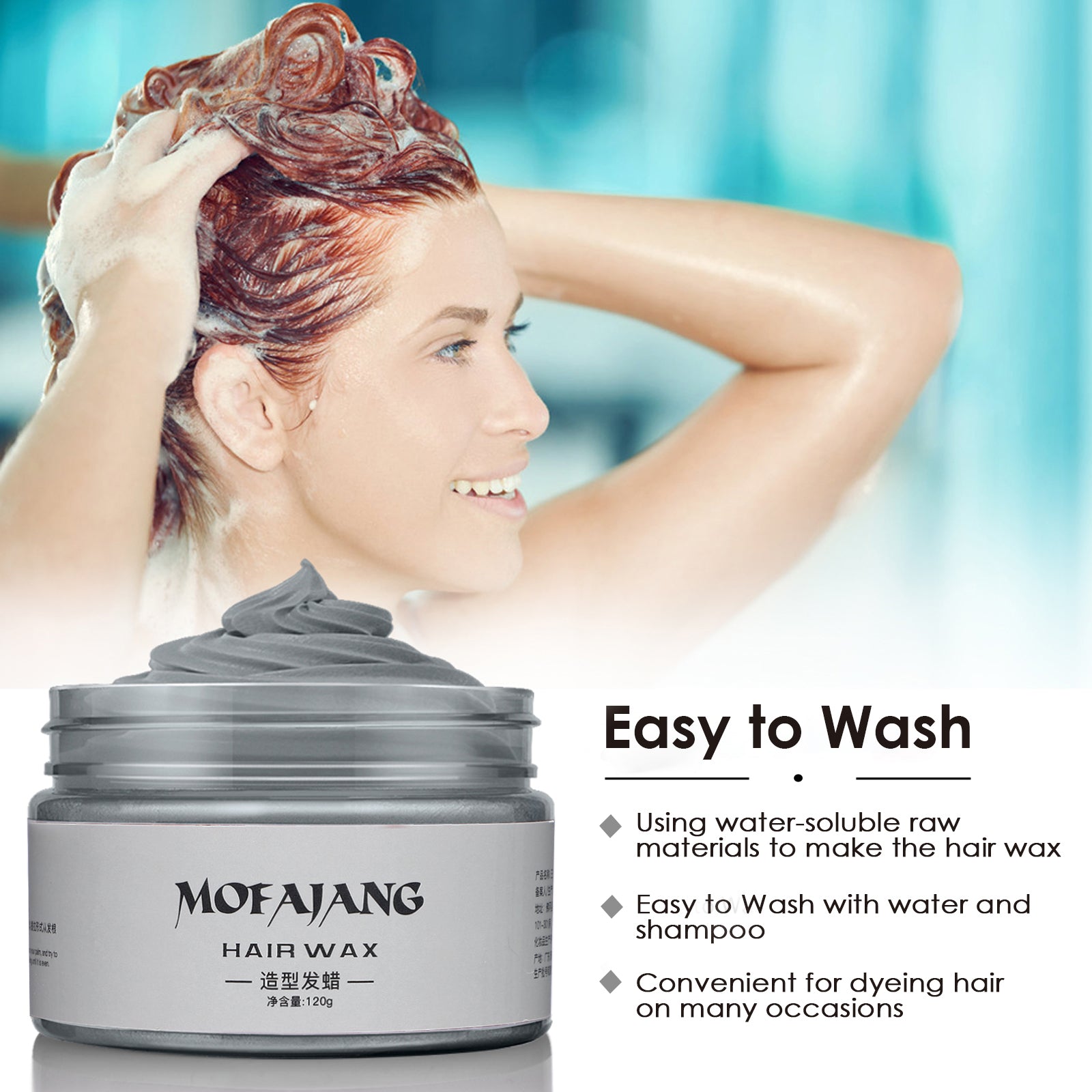 Hair Colour Wax,120g Temporary Coloured Hair Paint Wax, Easy Washable Colour Change Hair Dye for Kids,Women,Men Color Haircarecombatgel