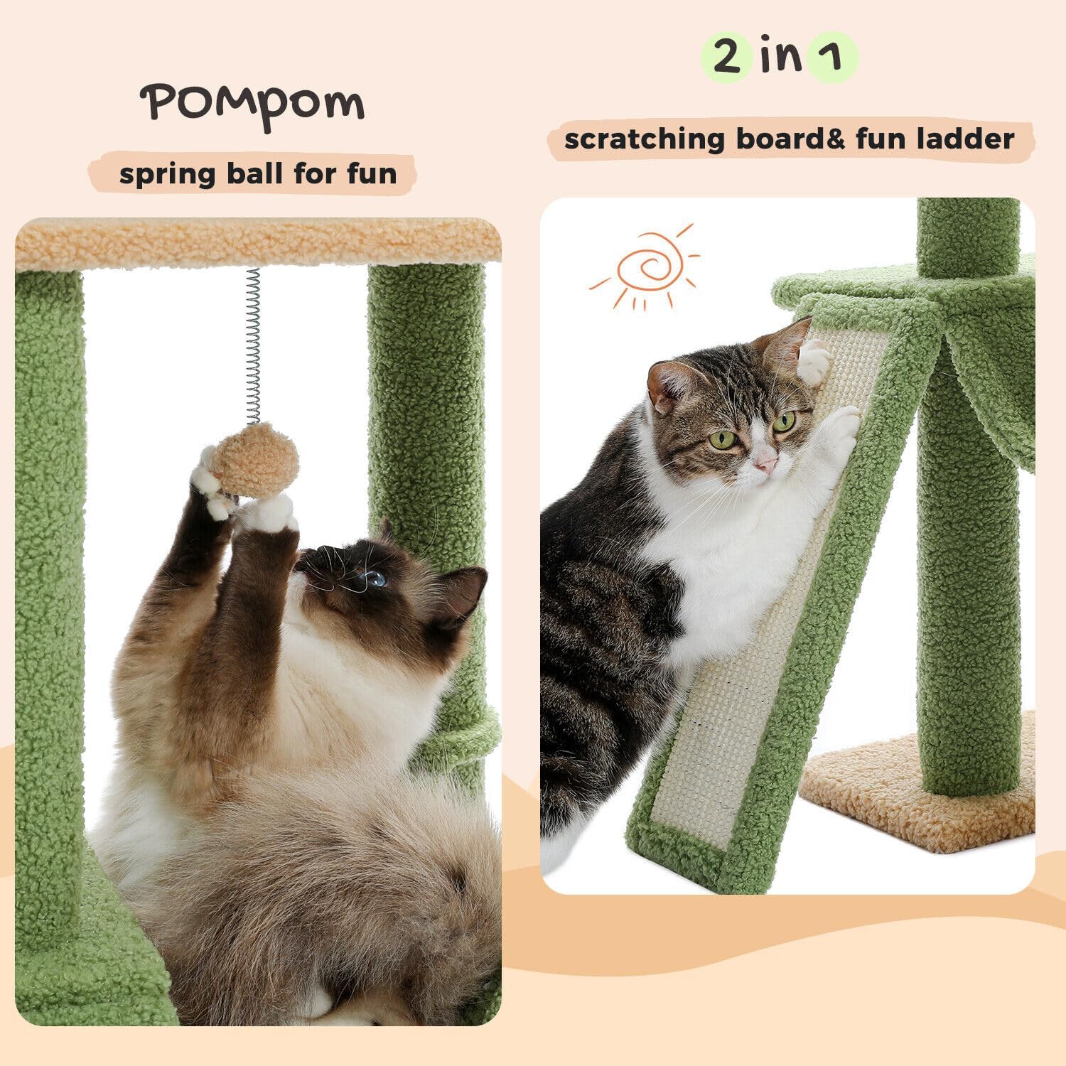 Cat Tree Floor Standing Cat Tower, Adjustable Height (85-112"), 7-Level Climbing Activity Center with Cozy Hammock, 5 Platforms and Indoor Scratching Post1