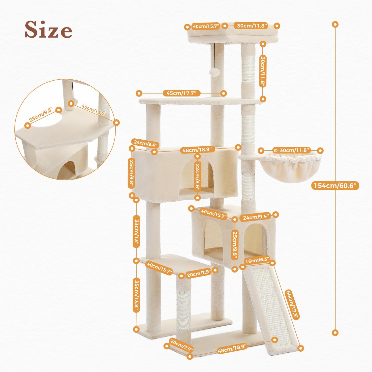 60.62 Inches Multi-Level Cat Tree Cat Tower for Indoor Cats with Sisal-Covered Scratching Post, Cozy Cat Condo, Padded Top Perch for Indoor Cats1