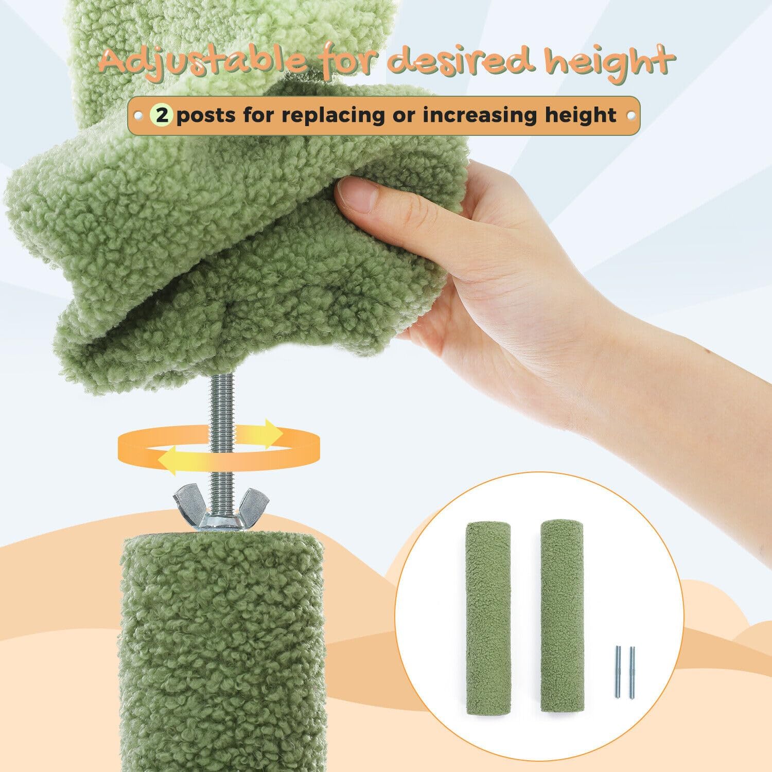 Cat Tree Floor Standing Cat Tower, Adjustable Height (85-112"), 7-Level Climbing Activity Center with Cozy Hammock, 5 Platforms and Indoor Scratching Post1