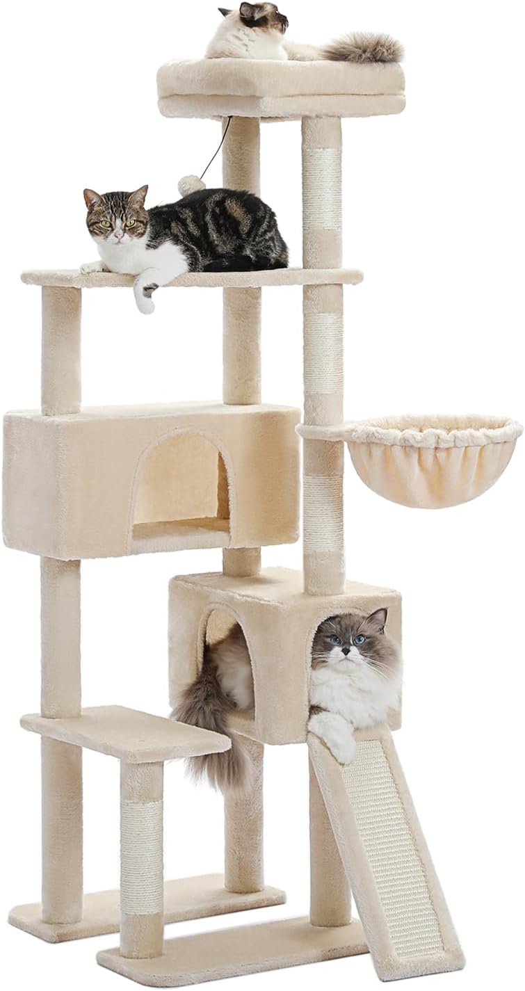 60.62 Inches Multi-Level Cat Tree Cat Tower for Indoor Cats with Sisal-Covered Scratching Post, Cozy Cat Condo, Padded Top Perch for Indoor Cats1