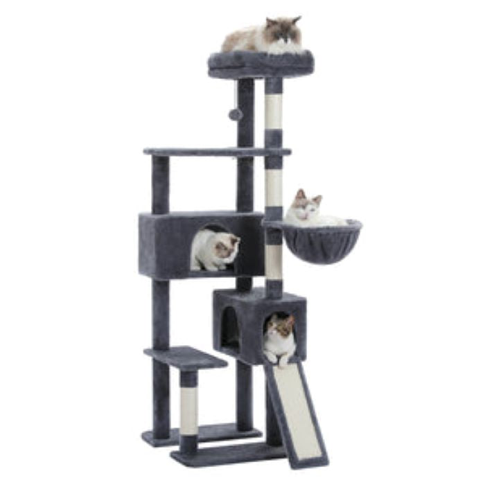 60.62 Inches Multi-Level Cat Tree Cat Tower for Indoor Cats with Sisal-Covered Scratching Post, Cozy Cat Condo, Padded Top Perch for Indoor Cats1