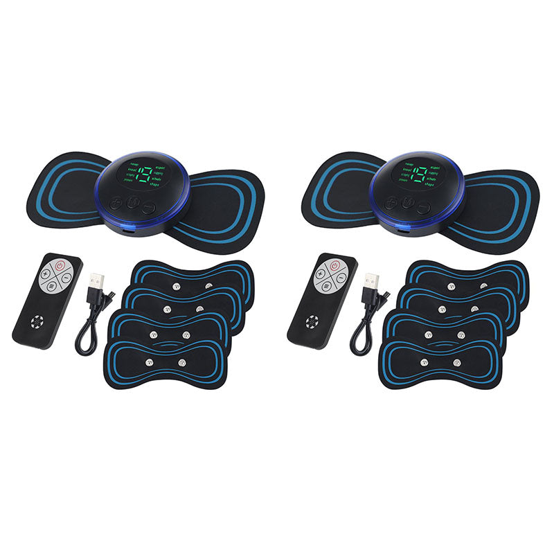 Mini Neck Massager, Lymphatic Drainage Massager, Portable Mini Back Massage Device for Neck Shoulder Back Waist, Remote Control with 8 Modes 19 Levels Adjustable & 5pcs Massage Stickers