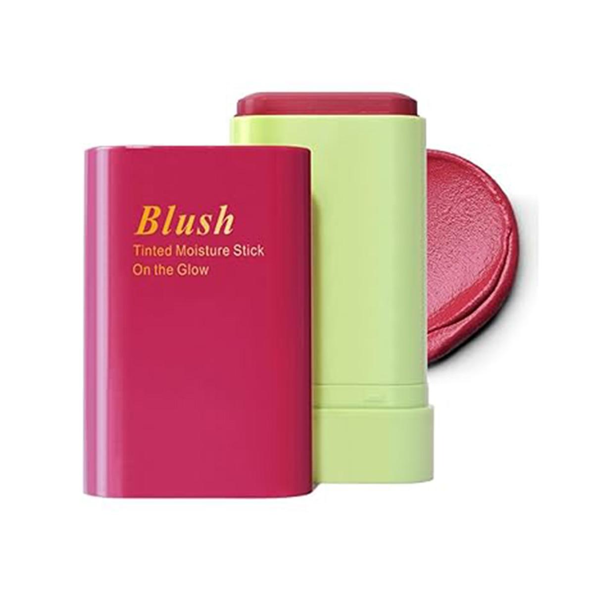 Multi-Use Makeup Blush Stick, Soft Cream Blush Makeup, Waterproof Natural Solid Moisturizer Blusher Stick, Multi-purpose Blush Stick for Eye, Cheek and Lip (01 Red)2