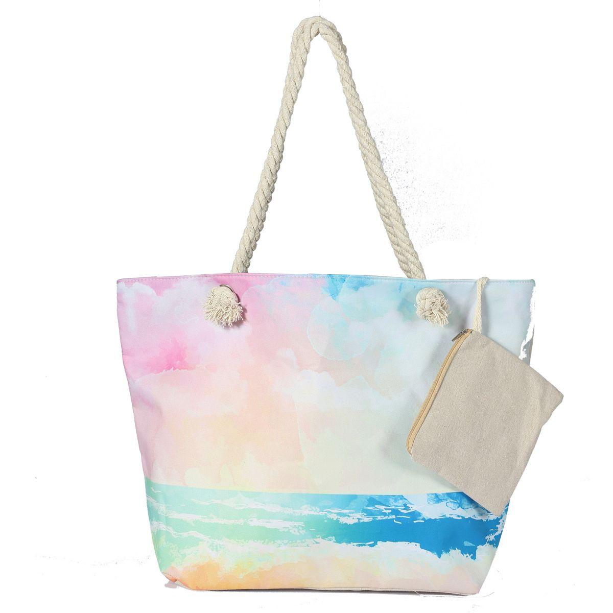 Just-a-bag! Summer beach design bag, for holiday travel and daily routine. Spacious capacity, cotton rope materials handle. Women canvas wholesale beach tote bag1