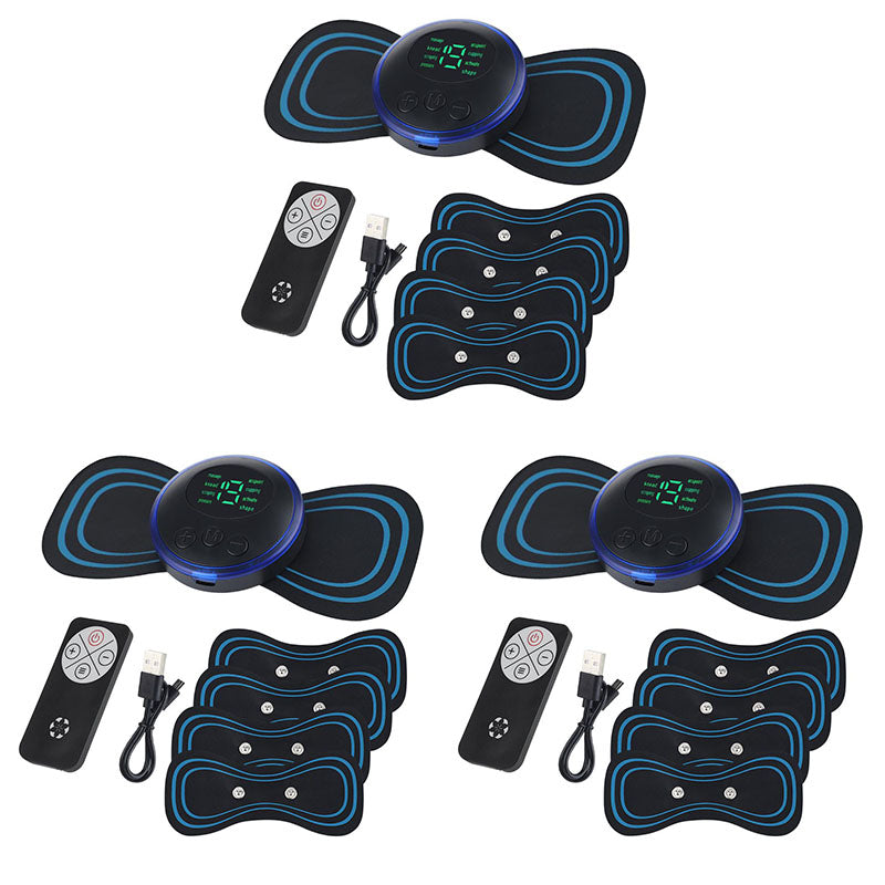 Mini Neck Massager, Lymphatic Drainage Massager, Portable Mini Back Massage Device for Neck Shoulder Back Waist, Remote Control with 8 Modes 19 Levels Adjustable & 5pcs Massage Stickers